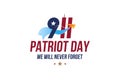 Patriot Day september 11. 2001 We will never forget. Font inscription with Twin Towers on a white background. Banner to the day of Royalty Free Stock Photo