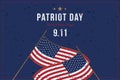 Patriot Day september 11. 2001 We will never forget. Font inscription with USA flag and city silhouette on a background. Banner to Royalty Free Stock Photo