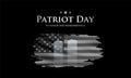 Patriot Day. Silhouettes of Twin Towers on the background of black and white US flag.