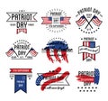 Patriot day on 11th of September emblems set