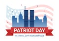 Patriot Day USA Celebration Hand Drawn Cartoon Flat Illustration with American Flag and National Remembers on Vector Background