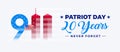 911 Patriot Day USA, September 11 20th Anniversary - 9/11 banner horizontal white background vector