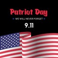 Patriot day vector card wit american flag Royalty Free Stock Photo