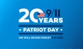 9-11 Patriot Day - 20 Years of September 11th USA. Blue background vector