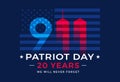 9 11 Patriot Day 20 Years USA - patriotic background vector