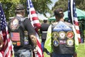 Patriot Guard Motorcyclists honor fallen US Soldier, PFC Zach Suarez, Honor Mission on Highway 23, drive to Memorial Service, West Royalty Free Stock Photo