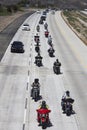 Patriot Guard Motorcyclists honoring fallen US Soldier, PFC Zach Suarez, Honor Mission on Highway 23, drive to Memorial Service