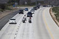 Patriot Guard Motorcyclists honoring fallen US Soldier, PFC Zach Suarez, Honor Mission on Highway 23, drive to Memorial Service