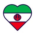 Iran Flag Festive Patriot Heart Outline Icon