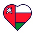 Oman Flag Festive Patriot Heart Outline Icon