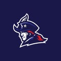 Patriot mascot logo design vector with modern illustration concept style for badge, emblem and tshirt printing. Head patriot Royalty Free Stock Photo