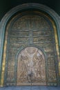 Patriot Park, Russia. Inner side of the giant bronze doors in The Main Cathedral of the Russian Armed Forces