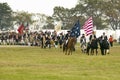 Patriot soldiers march to Surrender Field as part of the 225th Anniversary of the Victory at Yorktown, a reenactment of the siege Royalty Free Stock Photo