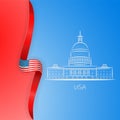 Patriotic American background with abstract USA flag and White house and Capitol building Washington DC symbol Royalty Free Stock Photo