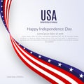 Patriotic American background with text Happy Independence Day USA Background with the ribbon of the American flag on Independence Royalty Free Stock Photo