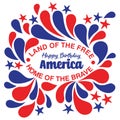 Patriotic american caption Land of the free and home of the brave Royalty Free Stock Photo