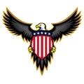 Patriotic American Eagle, Wings Spread, Holding Shield Royalty Free Stock Photo