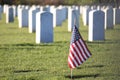 Patriotic American flag in cemetary