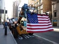 American Flag On A Forklift Truck, Labor Day Parade, NYC, NY, USA Royalty Free Stock Photo