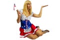 Patriotic American Girl with two flags Royalty Free Stock Photo