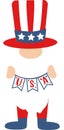 Patriotic american gnome. Cute scandinavian dwarf with flag USA.