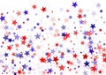 Patriotic American stars confetti on white. USA Independence Day banner background vector illustration. Royalty Free Stock Photo