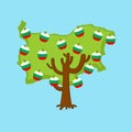 Patriotic apple tree Bulgaria map. apples Bulgarian flag. Nation