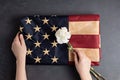 Patriotic background with vintage american flag. 4th of july, memorial or labor day Royalty Free Stock Photo