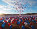 A patriotic balloon release wide shot Royalty Free Stock Photo