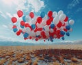 A patriotic balloon release wide shot Royalty Free Stock Photo