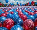 A patriotic balloon release wide shot Royalty Free Stock Photo