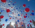 A patriotic balloon release wide shot Royalty Free Stock Photo