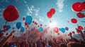A patriotic balloon release wide shot Royalty Free Stock Photo