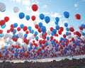 A patriotic balloon release wide shot Royalty Free Stock Photo