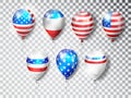 Patriotic balloons USA set. Colored Balloons specially for the Fourth of July. Memorial Day. Martin Luther King Day