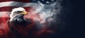 Patriotic banner with bald eagle in front of the American flag Royalty Free Stock Photo