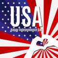 Patriotic banner poster Text Happy Independence Day USA Background of the American flag with hands and heart Creative background Royalty Free Stock Photo