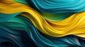 Yellow Blue and green Brazil Patriotic Waves Background