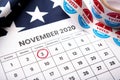 Red circle on November 2020 calendar, presidential election Royalty Free Stock Photo