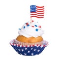 Patriotic cupcake isolated on white