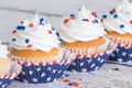 Patriotic cupcakes with sprinkles