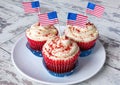 Patriotic cupcakes on white plate