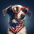 Patriotic Dog Celebrating Independence Day, Generative AI