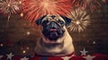 A Patriotic Dog Joyfully Celebrates America&#x27;s Independence Day, Adorned