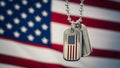 Patriotic Dog Tags Against Old Glory. Concept Patriotic Pets, American Pride, Military Tribute, Dog Royalty Free Stock Photo