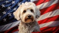 Patriotic Dog With Usa Flag