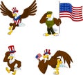 Patriotic Eagle Cartoon Characters. Vector Collection Set Royalty Free Stock Photo