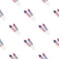 Patriotic fireworks icon in cartoon style on white background. Patriot day pattern stock vector illustration.