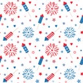 Patriotic fireworks and sparklers on a white background