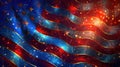 Patriotic Fireworks with USA Flag: Colorful Display for Independence Day - Stock Photo Royalty Free Stock Photo
